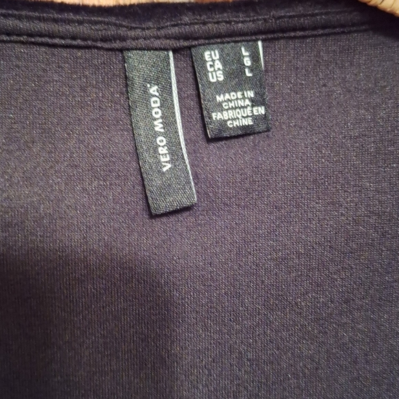 Vera Moda Athena Black Velvet Crop Top 1/4 Zip Large Whimsigoth Goth Witchy - Picture 4 of 4